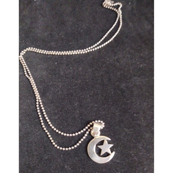 Religious God Allah Star With Moon Islamic Muslim Jewelry Sterling Silver Stamp - Picture 2 of 4